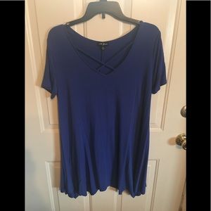 Knit tunic shark bite hem